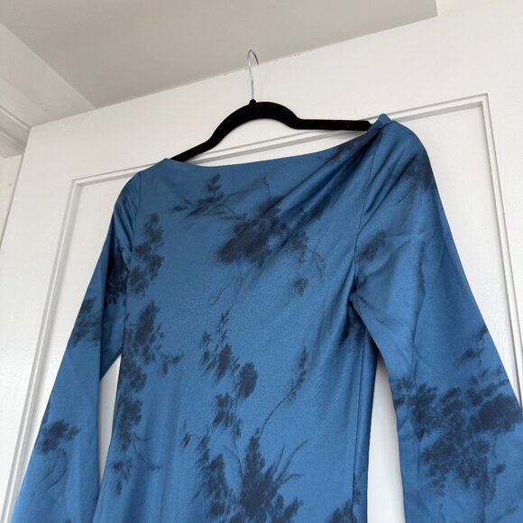 NWT Reformation Ciana Satin Maxi Dress Sz 8 In Fantasy Blue Floral Long - Picture 9 of 9